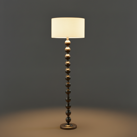 Orchard Floor Lamp – Sculptural Wood Floor Light with Linen Shade