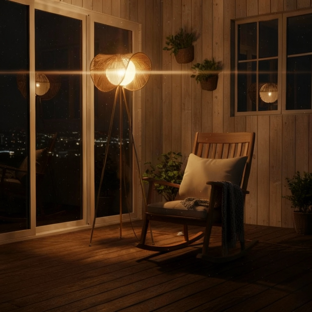 Latham Floor Lamp – Polished Brass & Rattan Ambient Floor Light