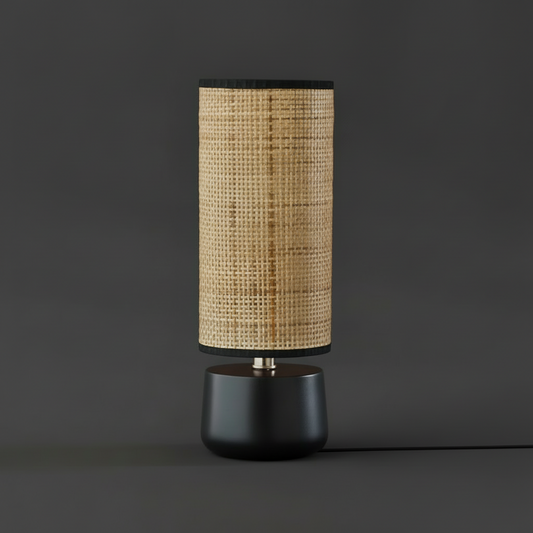 Sheffield Table Lantern – Rattan Shade Ceramic Base Ambient Light