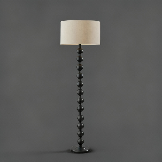 Orchard Floor Lamp – Sculptural Wood Floor Light with Linen Shade