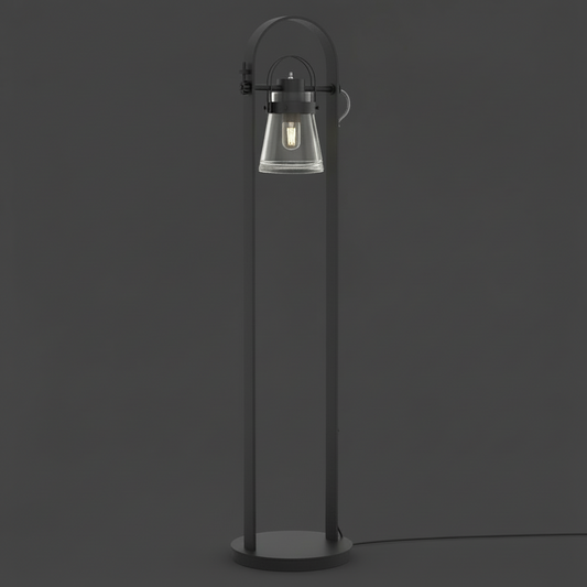 Erlenmeyer Floor Lamp – Hand-Forged Steel Floor Light with Blown Glass Shade