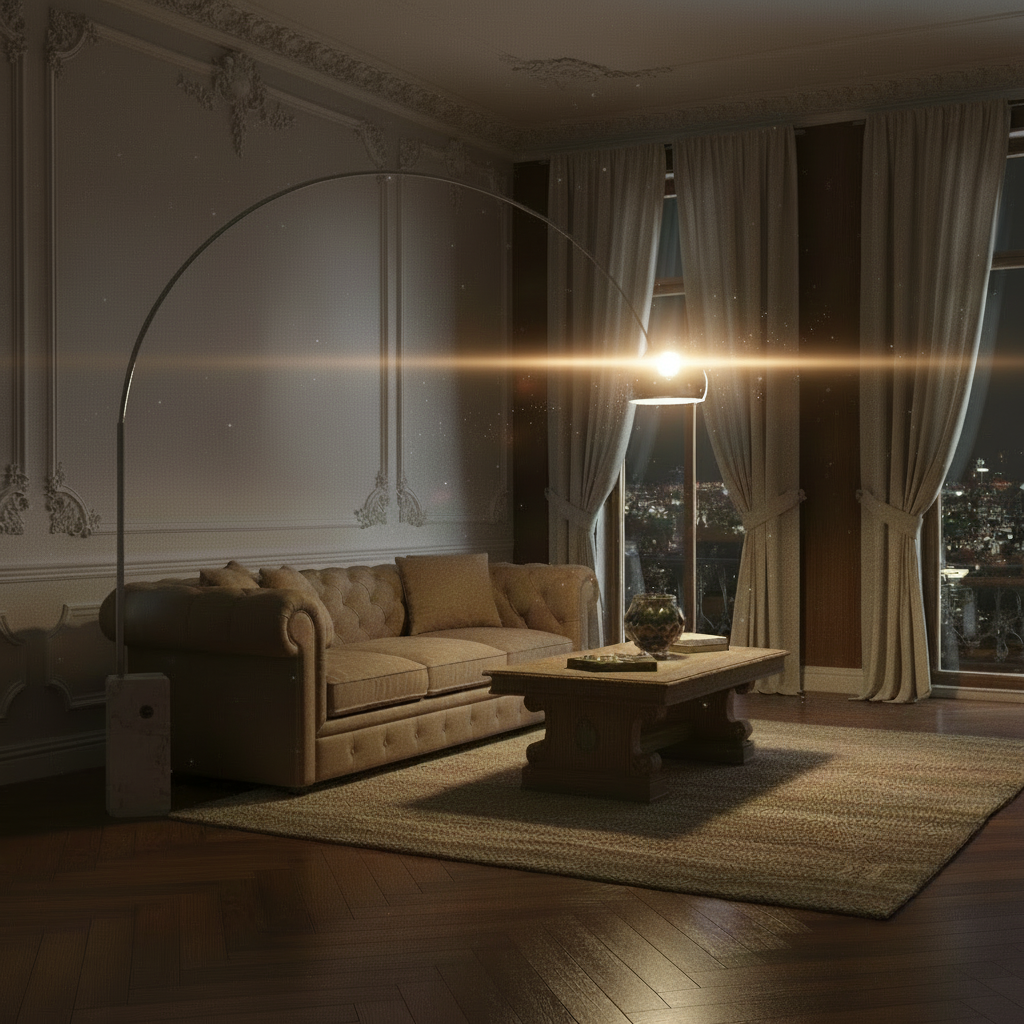 Arco Floor Lamp – Carrara Marble Arc Light with Stainless Steel Arm