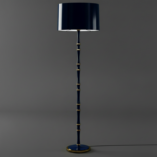 Kane Floor Lamp – Midnight Blue Glazed Ceramic with Brass Accents